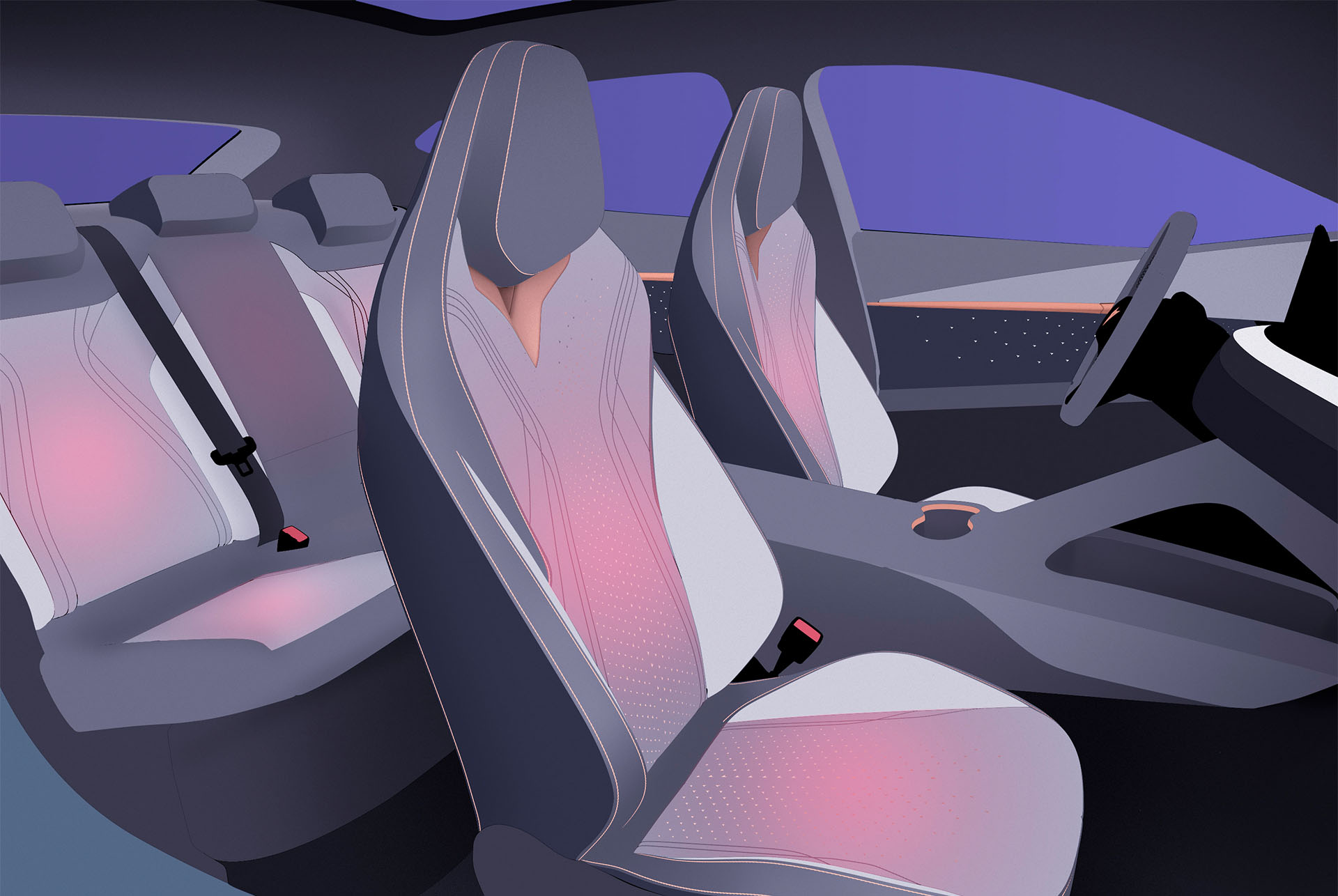 Ilustración de los asientos inteligentes calefactados del coche CUPRA