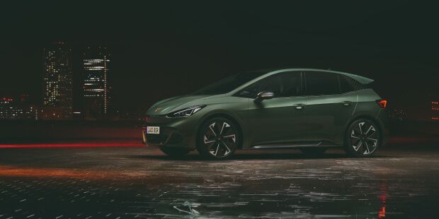 cupra born electric vehicle bev in green, powered by an electric motor